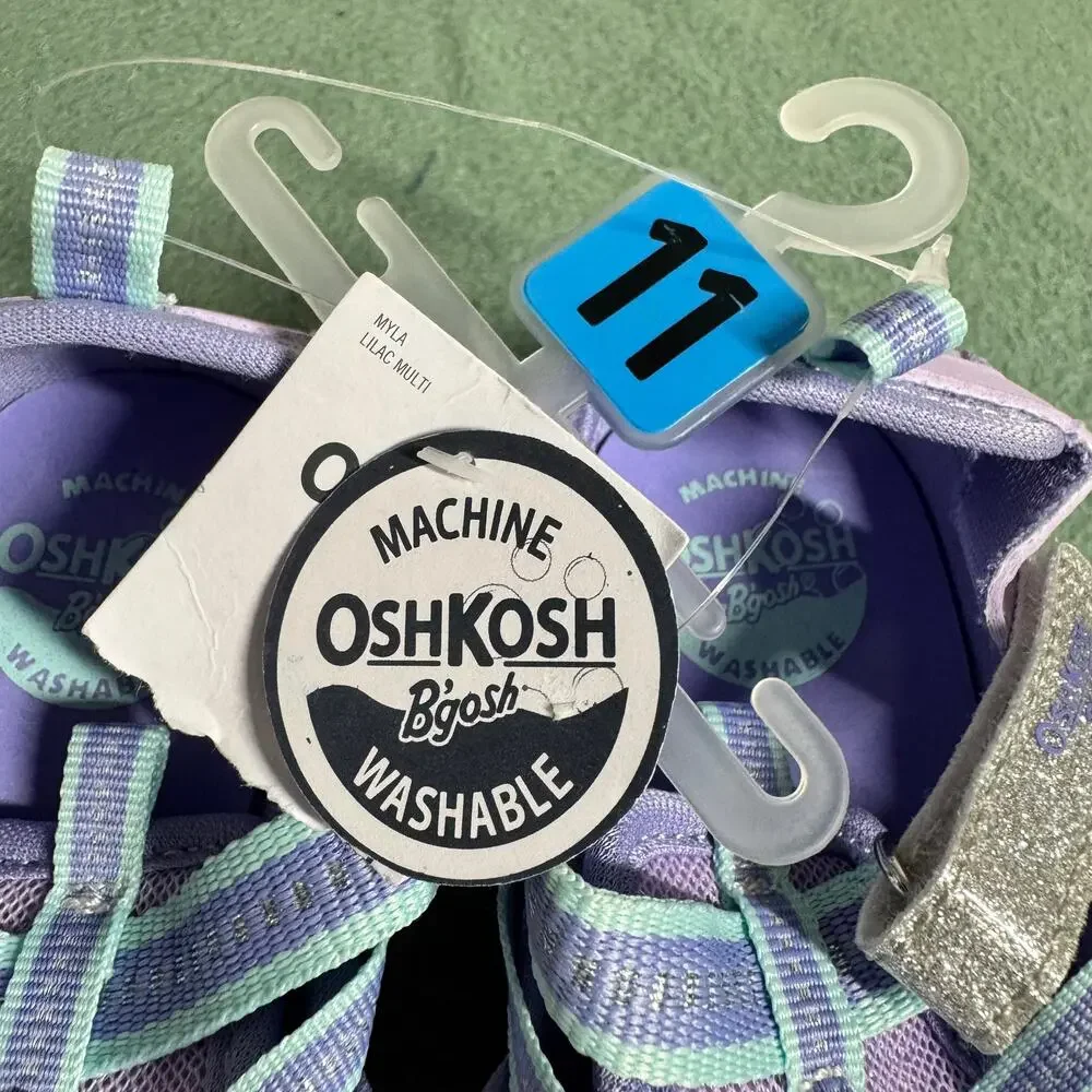 Oshkosh Sandals Toddler 11‎ Purple Glitter NWT Adjustable Machine Washable Play